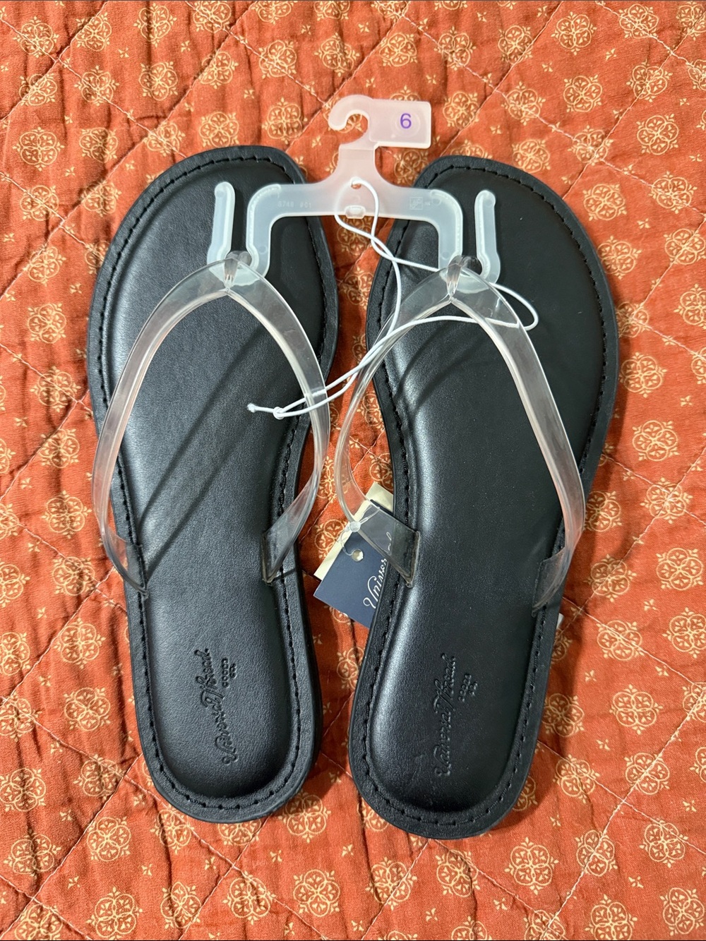 Universal Thread Black Flip Flop Sandals with Clear Straps